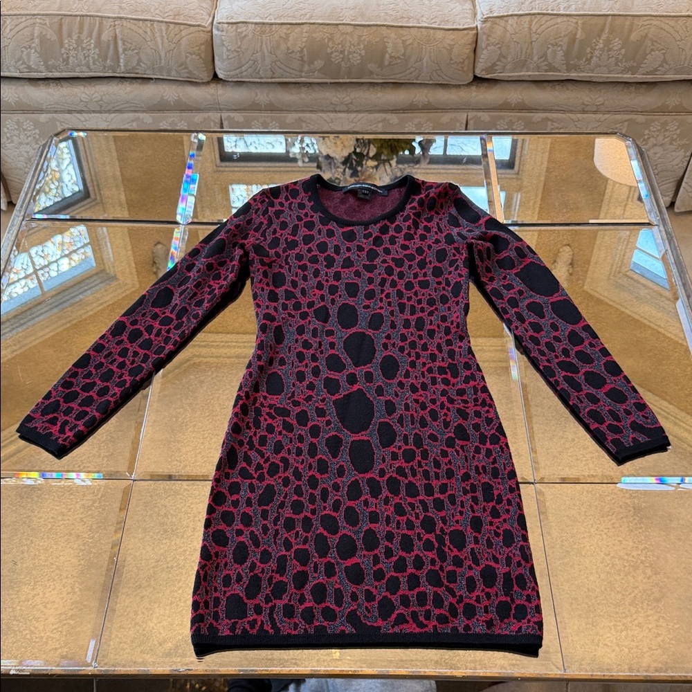 French Connection Black and Pink Animal Print Top